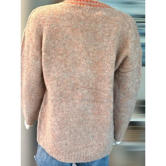 MYSTREE v neck part wool sweater S M L - Picture 7 of 9